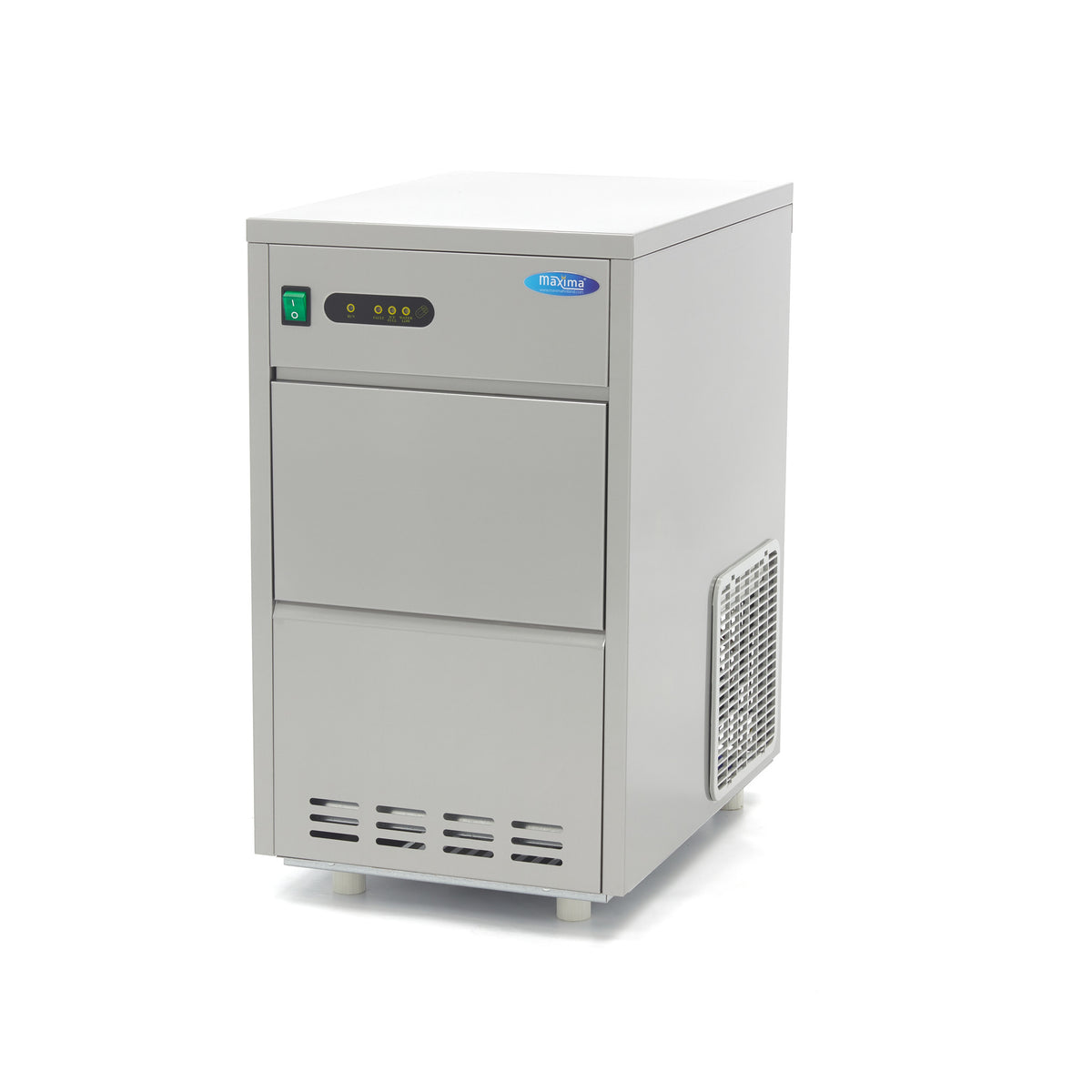 Machine à glaçons Maxima, capacité 24 kg/jour, glaçons creux, refroidissement par eau, appareil professionnel pour glaçons.