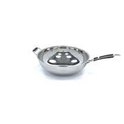 Poêle à wok en acier inoxydable de 36 cm pour induction, accessoire de cuisine Maxima, vue de dessus avec manche.