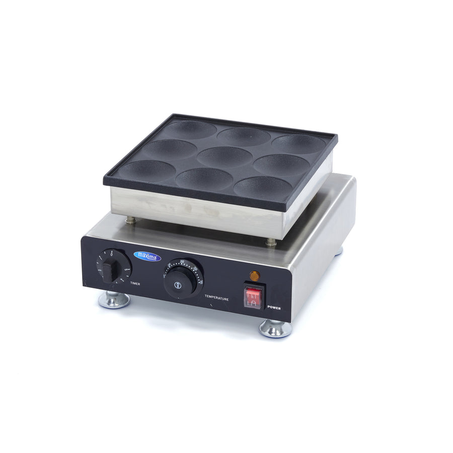 Appareil à crêpes Maxima avec plaque pour 9 crêpes de 8 cm, machine à pancakes pour cuisson facile.