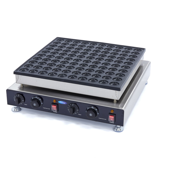 Mini crêpière Maxima pour poffertjes, 100 pièces, Ø4 cm, surface antiadhésive pour préparer des petites crêpes.