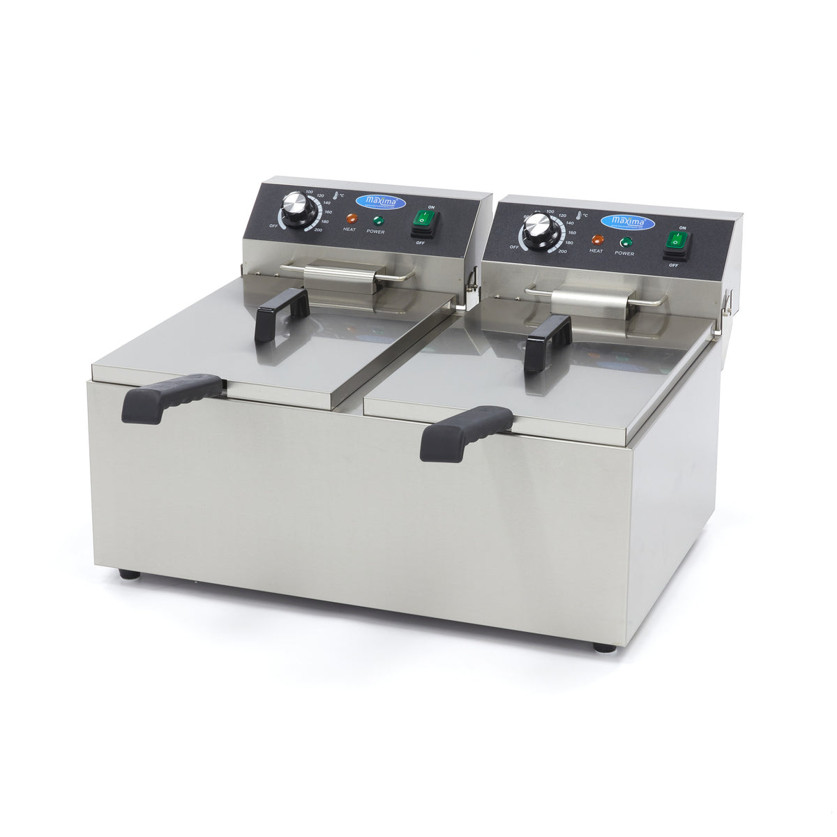 Friteuse Maxima avec 2 paniers de 11 L, capacité jusqu'à 2,8 kg de frites, appareil de cuisson friture professionnel