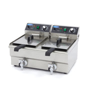 Deep fryer - 2 x 10 L - 2 baskets - with drain tap