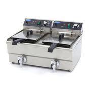 Fryer - 2 x 13 L - 2 baskets - with drain tap