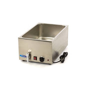 Bain-Marie électrique MAXIMA avec robinet, sans set GN 1/1, affichant un design pratique pour la cuisine professionnelle.