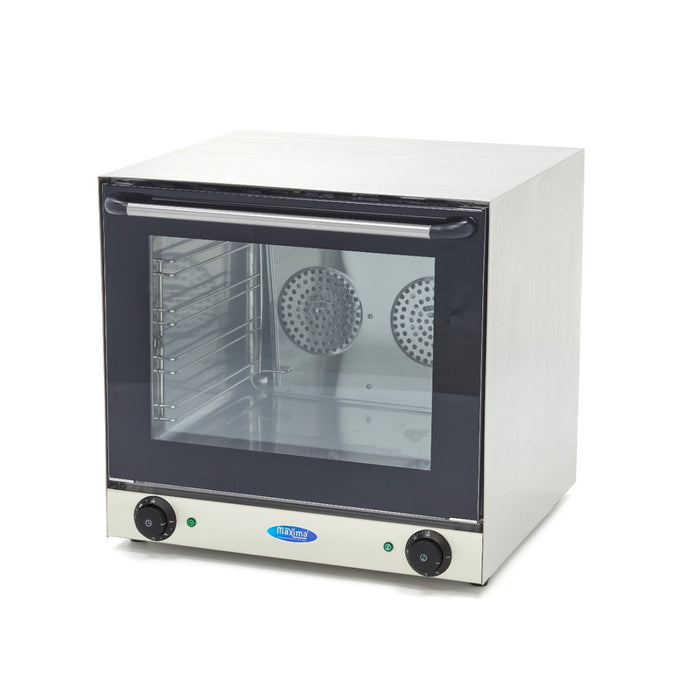 Four de boulangerie Maxima avec convection, 4 plateaux, minuterie intégrée et capacité jusqu'à 300°C, vue de face.