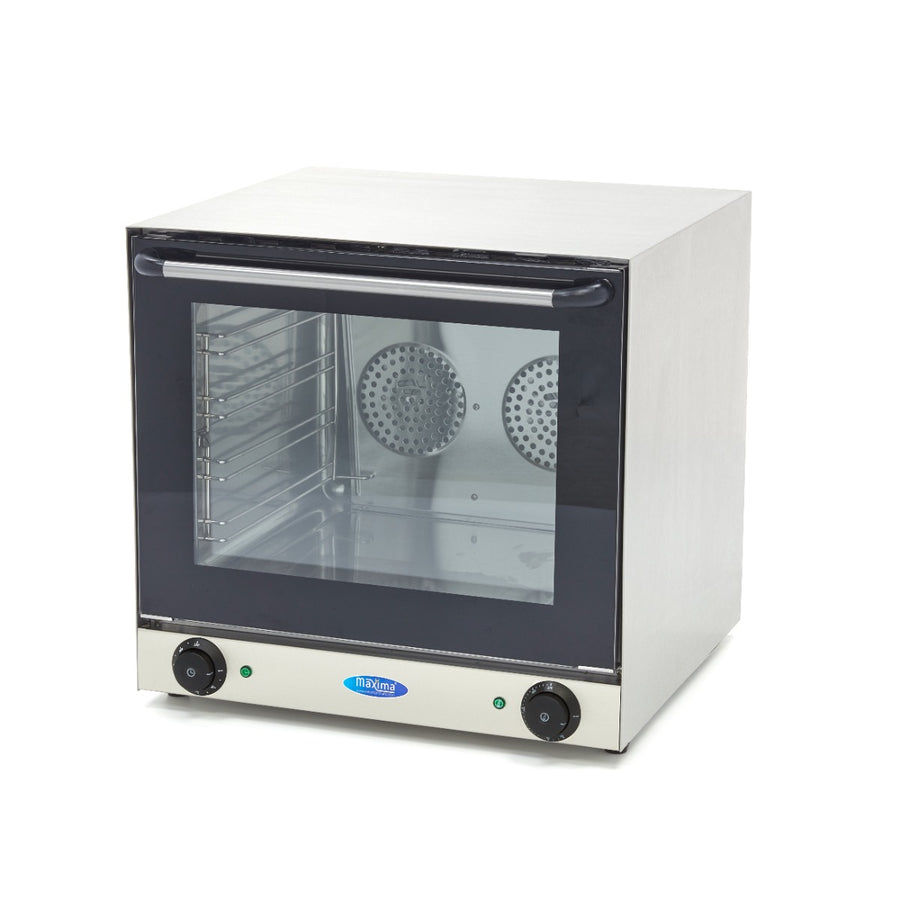 Four de boulangerie Maxima avec convection, 4 plateaux, minuterie intégrée et capacité jusqu'à 300°C, vue de face.