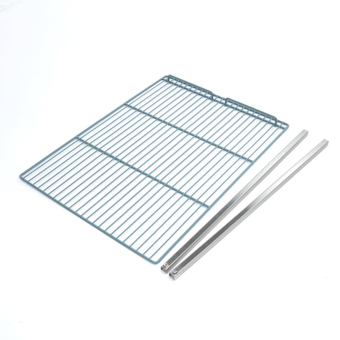 Étagère pour réfrigérateur Maxima (F)R800, set de rangement avec plusieurs niveaux en acier inoxydable, visible dans l'image.