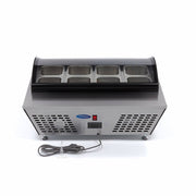 Saladette Maxima de 67 L avec 8 compartiments 1/6 GN, modèle de table, espace de rangement pour salades et ingrédients.