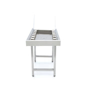 Table à rouleaux droits en acier inoxydable pour lave-vaisselle Maxima, équipée pour convoyeur à paniers.