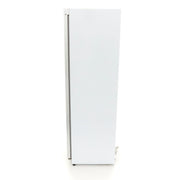 Réfrigérateur Maxima blanc de 400 L avec porte en verre, intérieur visible avec étagères et espace de rangement.