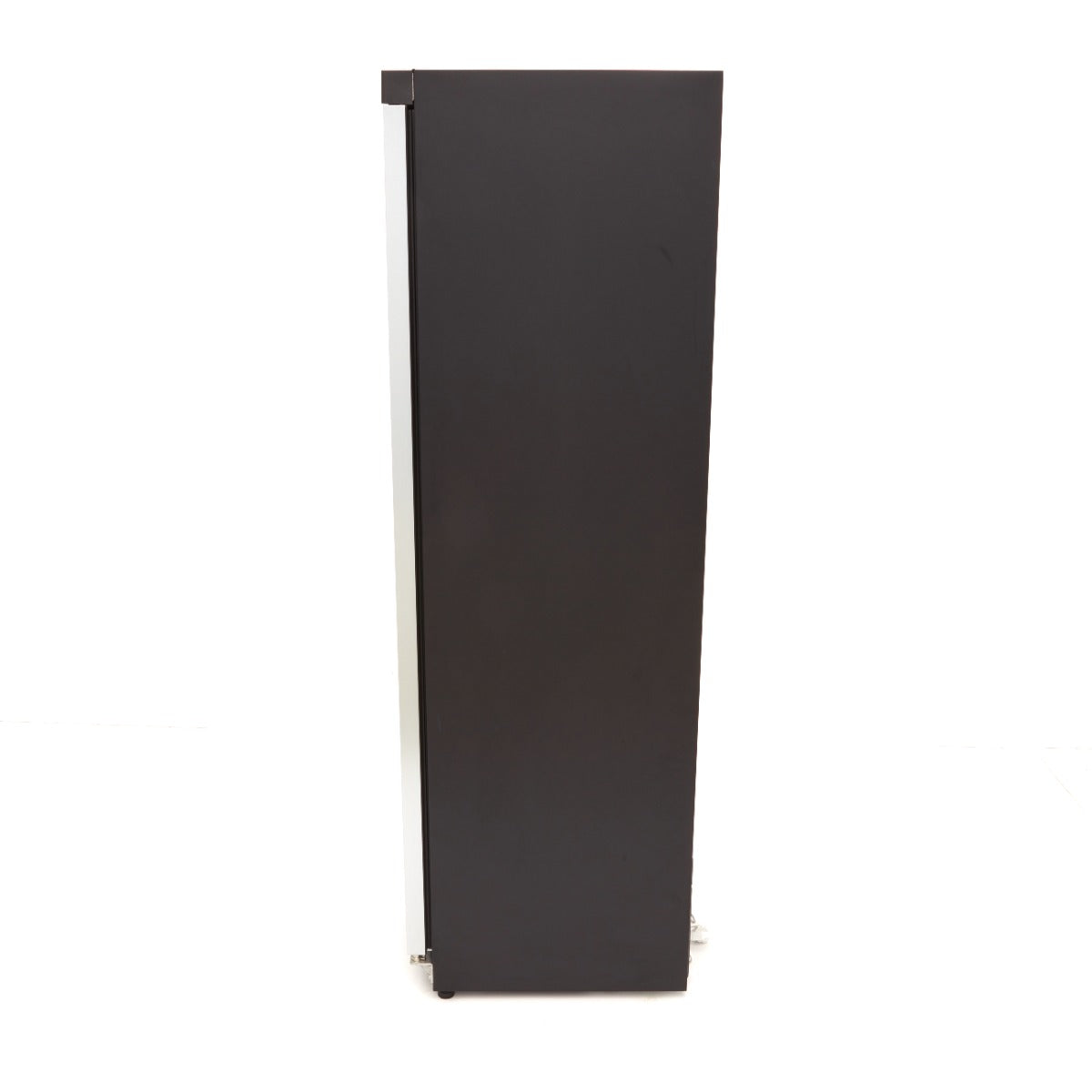 Réfrigérateur Maxima de 400 L noir avec porte en verre, intérieur visible, design moderne, capacité spacieuse.