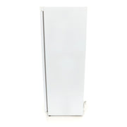 Réfrigérateur Maxima blanc de 600 L avec 4 étagères réglables visible à l'intérieur et à l'extérieur.