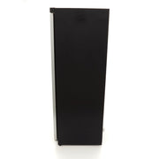 Réfrigérateur Maxima noir de 600 L avec porte en verre, intérieur spacieux et design moderne visible dans l'image.