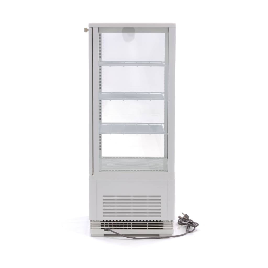 Vitrine réfrigérée blanche Maxima de 78 L, mini display avec porte en verre pour présentation de produits.
