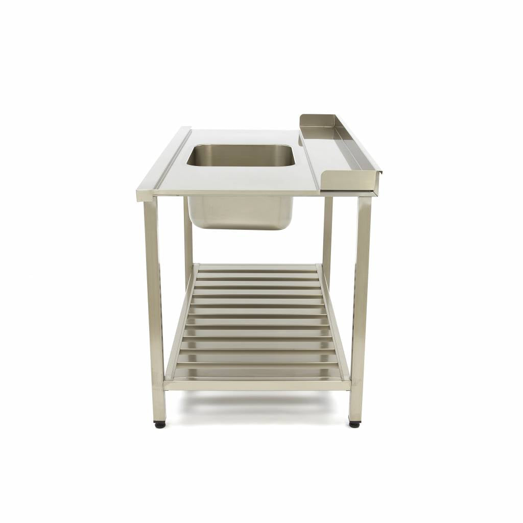 Table lave-vaisselle - 140 x 75 cm - droite - avec évier et dosseret - incl étagère de rangement
