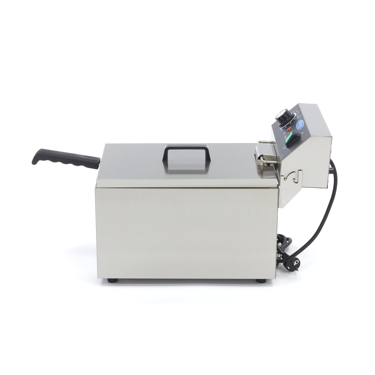 Friteuse Maxima de 11 L avec un panier, idéale pour 1,4 kg de frites, en acier inoxydable, design professionnel.