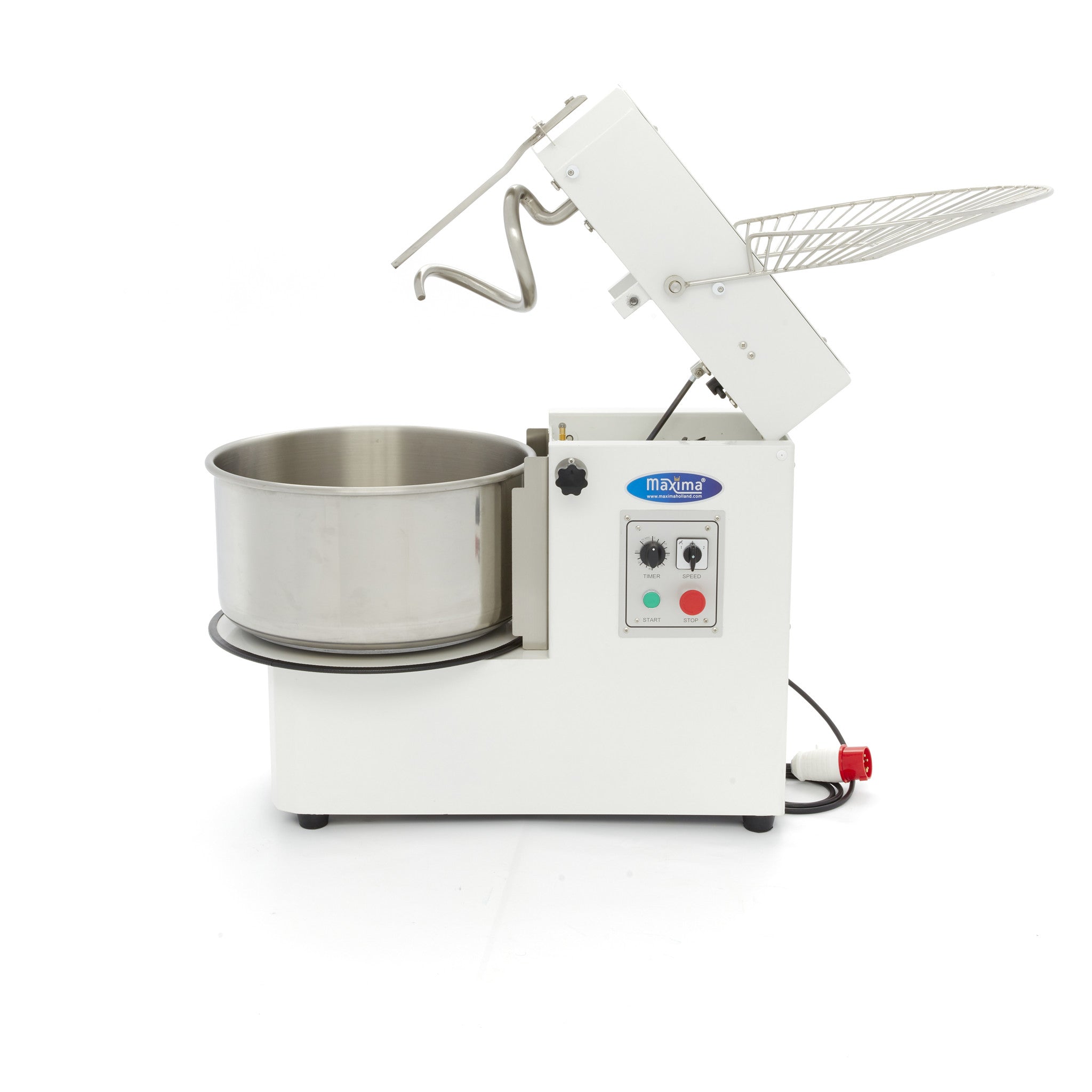 Pétrin à spirale Maxima, 50 L, machine à pâte pour 30 kg, bol amovible, 2 vitesses, électrique 400V.
