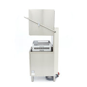 Lave-vaisselle professionnel à capot Maxima 50x50cm avec pompes de vidange, rinçage et savon, alimentation 400V, vue de face