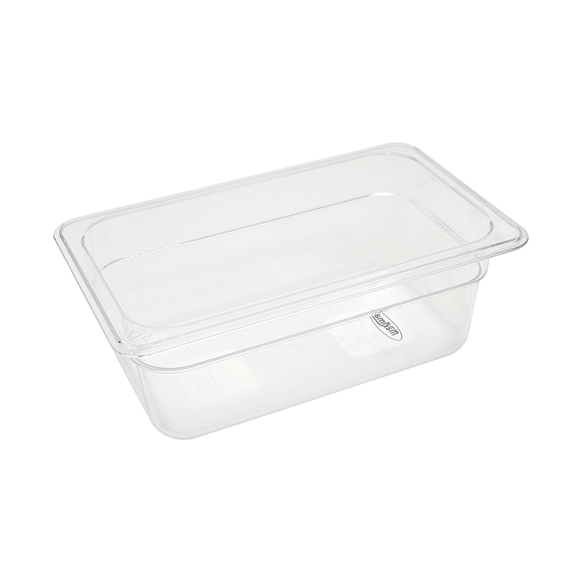 Récipient gastronorm 1/4 GN en polycarbonate de 10 cm de profondeur, par Maxima, idéal pour la cuisine professionnelle.