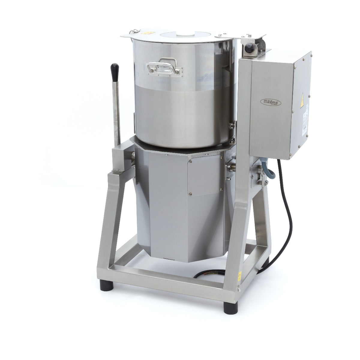 Robot de cuisine Maxima avec bol de 70 L, pièces en acier inoxydable, boutons de contrôle sur le panneau frontal.