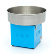 Machine à barbe à papa Maxima, diamètre de 52cm, en bleu, avec bol en acier inoxydable et panneau de contrôle visible.