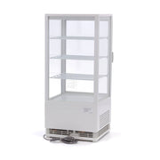 Vitrine réfrigérée blanche de 78 L, mini display, Maxima, 43 cm de large avec porte en verre pour présentation de produits