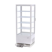 Vitrine réfrigérée Maxima de 98 L, mini display, en blanc avec étagères en verre pour présentation de produits.