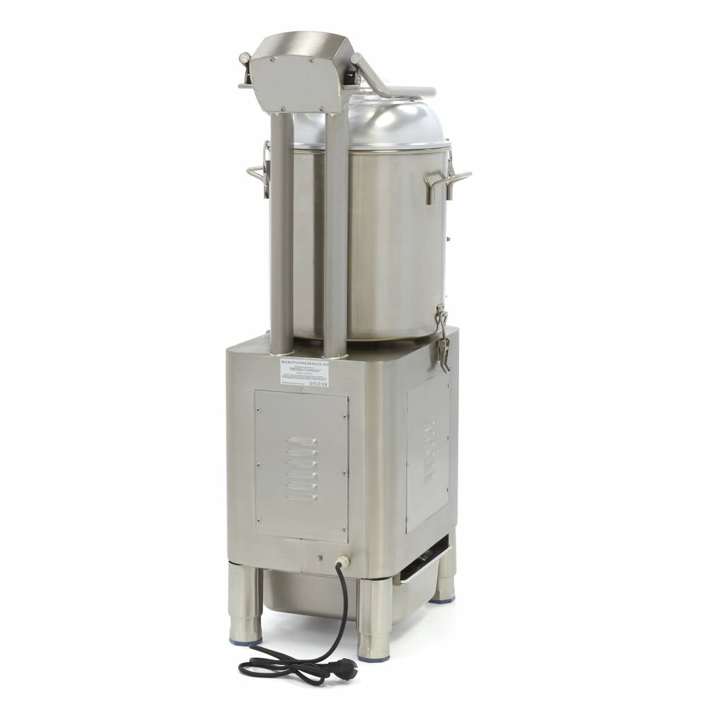 Éplucheuse à pommes de terre Maxima, machine industrielle pour éplucher 15 kg à 300 kg/h avec minuteur intégré.