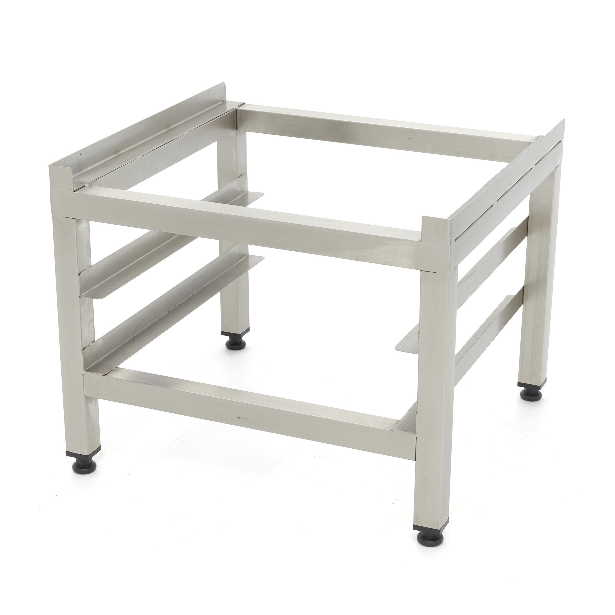 Support pour lave-vaisselle Maxima en acier inoxydable, adaptable à 50x50 cm, avec structure robuste pour stabilité.