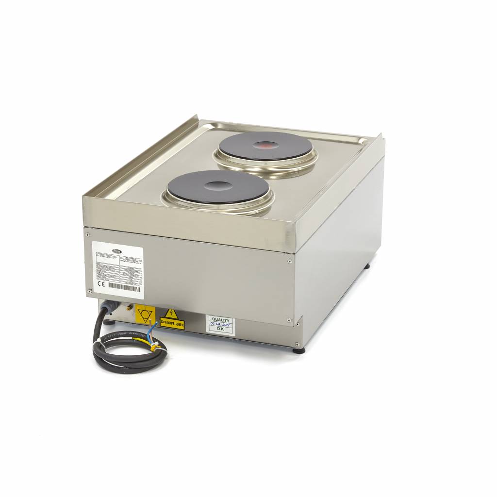 Cuiseur de qualité commerciale - 2 brûleurs - unité simple - profondeur 60 cm - électrique