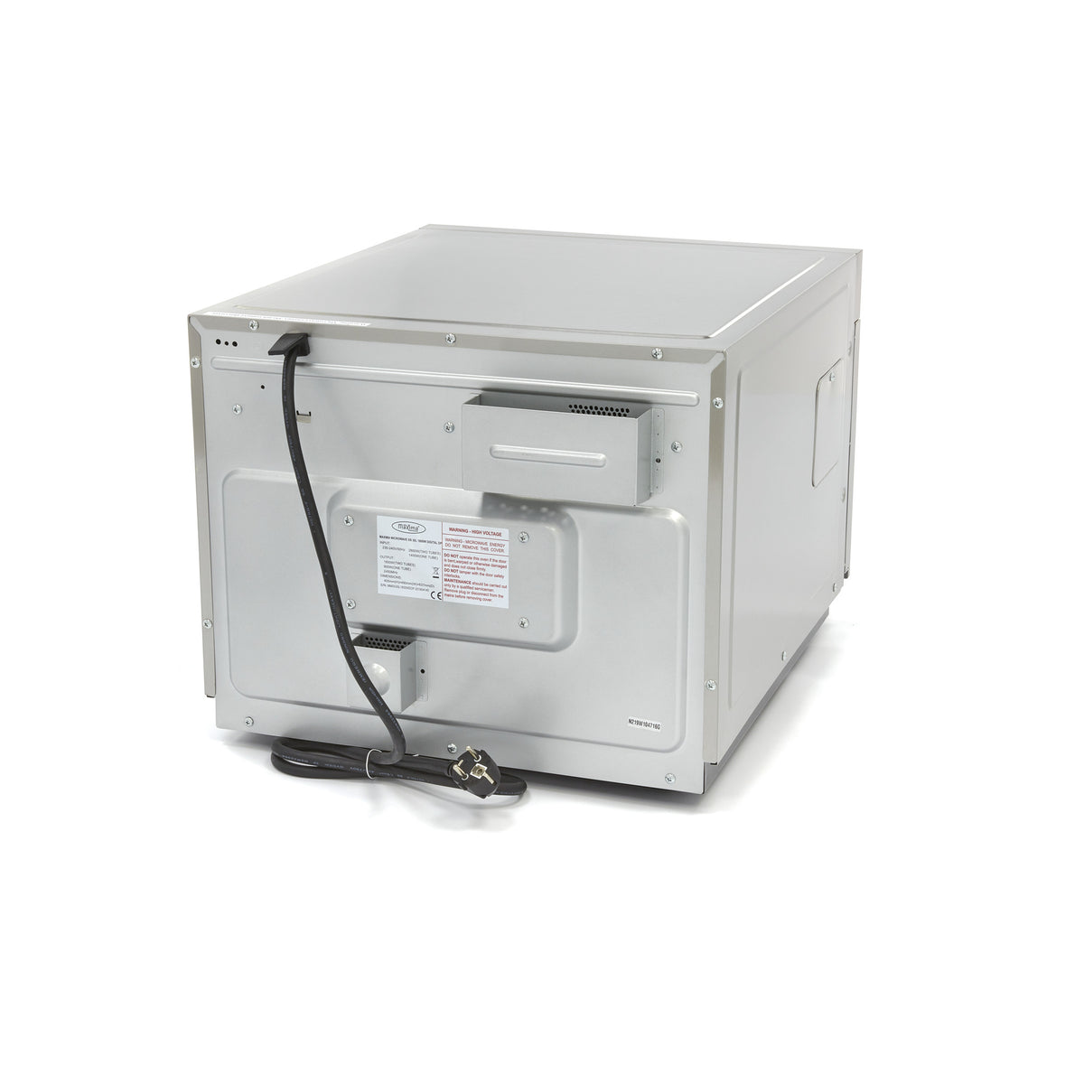 Micro-ondes professionnel Maxima 1800W avec 20 programmes, espace pour assiettes jusqu’à Ø36 cm et 2 tablettes.