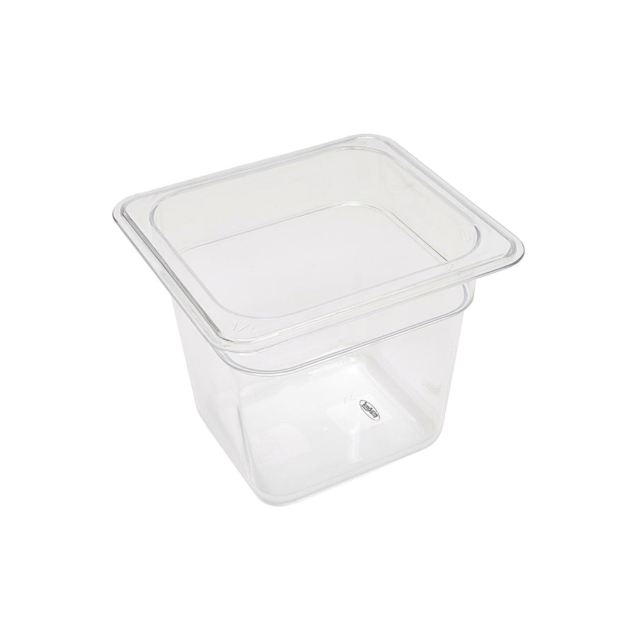 Récipient gastronorm 1/6 GN en polycarbonate Maxima, profondeur 15 cm, bac gastronorme solide et pratique pour la cuisine professionnelle.