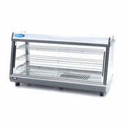 Vitrine chauffante Maxima de 186L avec 3 étagères, dimensions 121,5 cm, pour présentation de produits chauds.