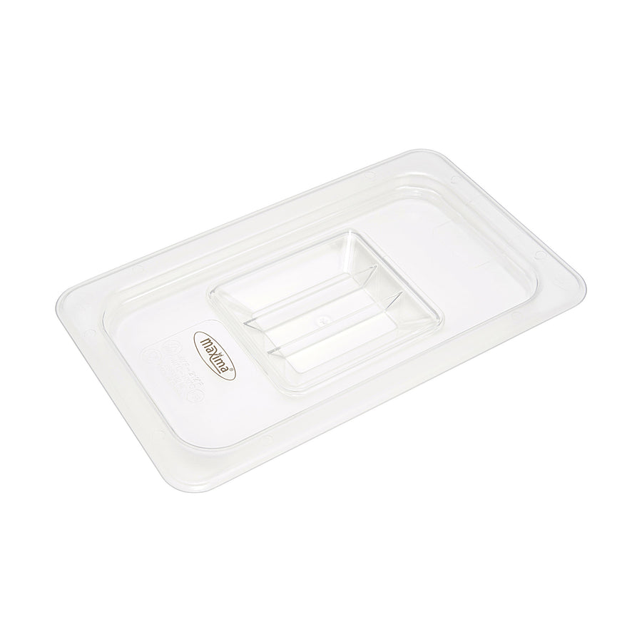 Couvercle gastronorm 1/4 GN en polycarbonate de la marque Maxima, adapté pour bacs gastronorms.