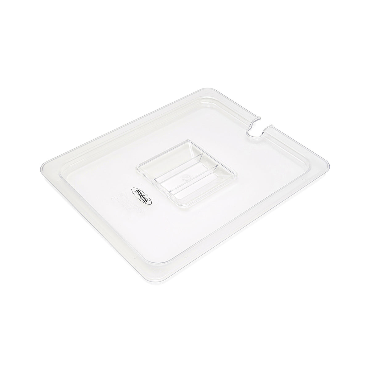 Couvercle gastronorm 1/2 GN en polycarbonate avec ouverture pour cuillère, compatible avec bac gastronome Maxima.