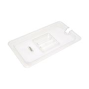 Couvercle gastronorm 1/3 GN en polycarbonate Maxima avec ouverture pour cuillère, adapté aux bacs gastronorms.