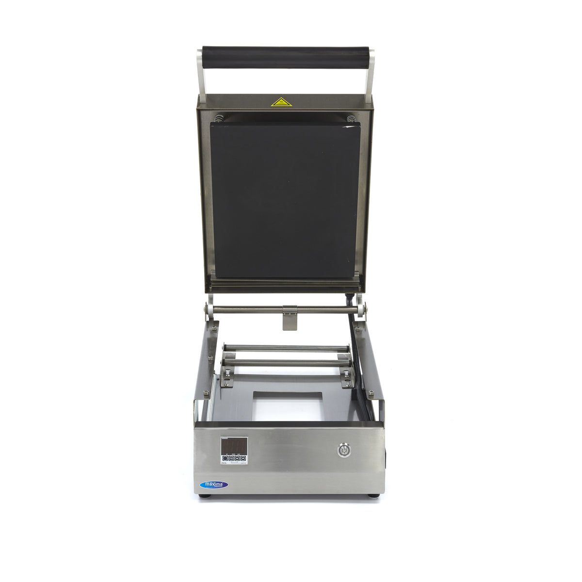 Scelleuse de plateaux Maxima, grande capacité, avec différents moules disponibles pour emballage alimentaire.