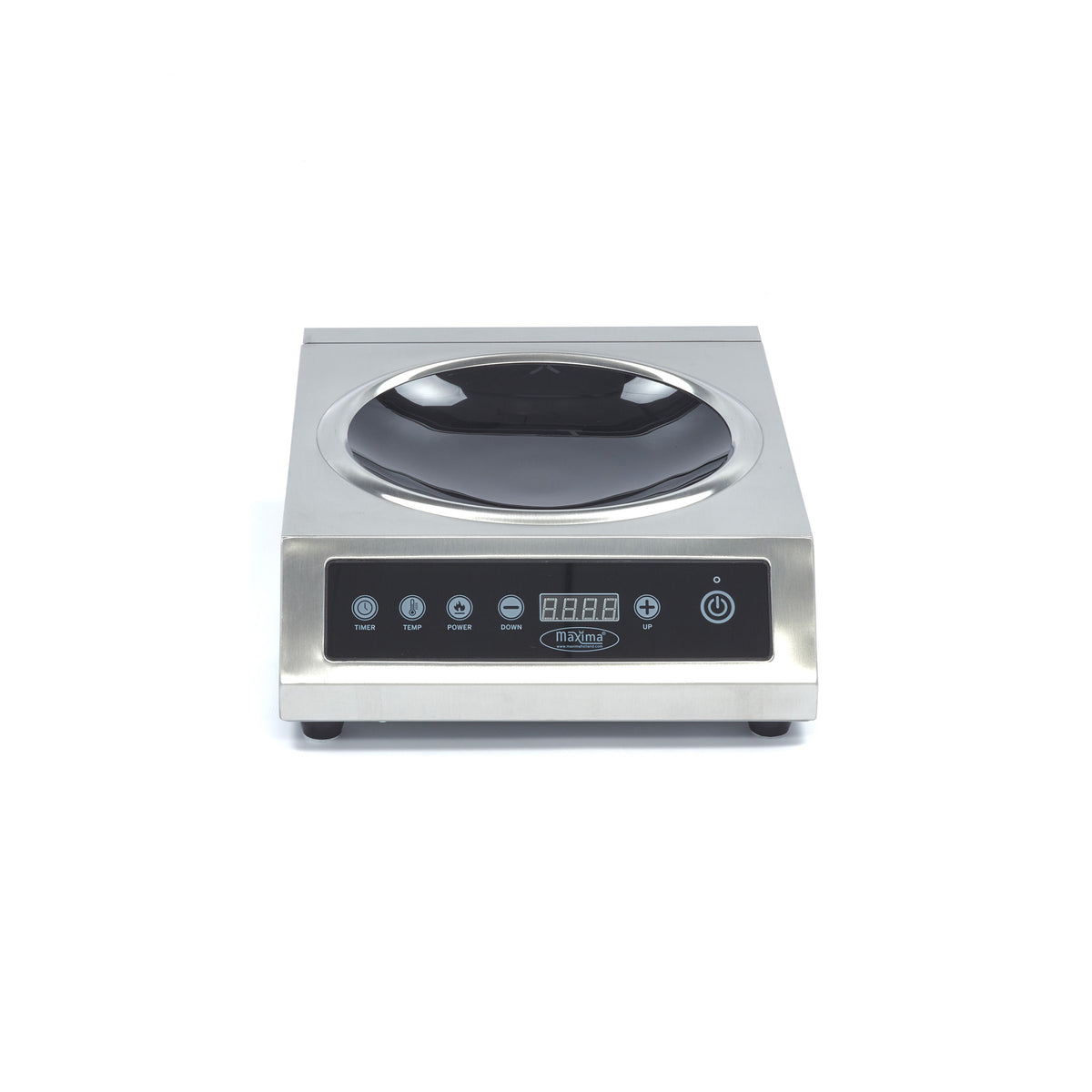 Wok à induction Maxima, diamètre 26 cm, puissant 3500W, en acier avec poignée, idéal pour cuisiner rapidement.