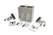 Friteuse - 2 x 16 L - 2 paniers - avec robinet de vidange et support - 400V