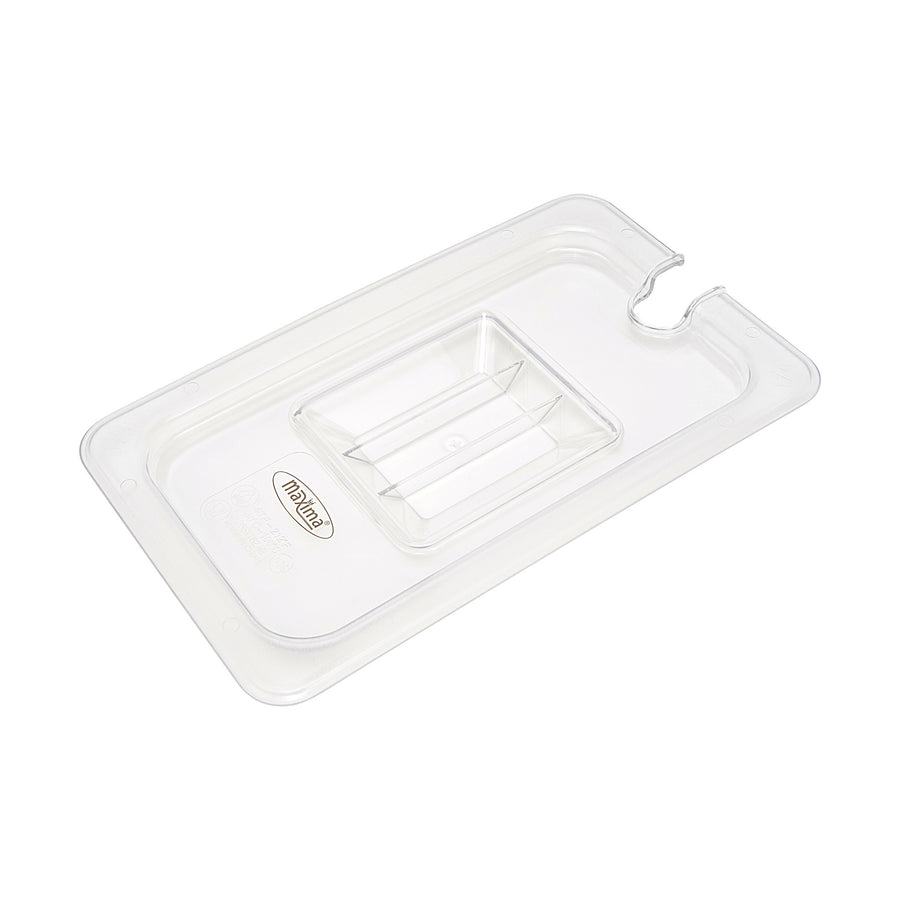 Couvercle gastronorm 1/6 GN en polycarbonate avec ouverture pour cuillère, compatible avec bac gastronorme Maxima.