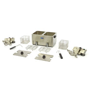 Friteuse - 2 x 8 L - 2 paniers - avec robinet de vidange