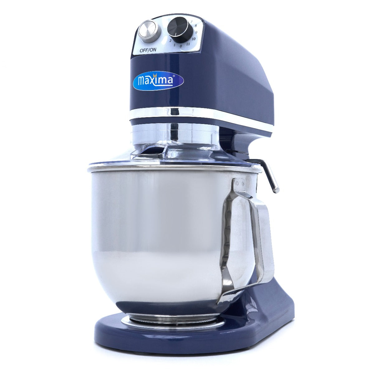 Mélangeur planétaire Maxima bleu acier de 7 L, capacité jusqu'à 2 kg de pâte, appareil de cuisine pour pâtisserie.