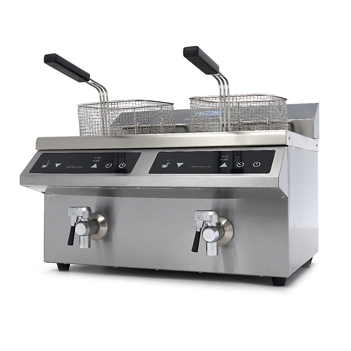 Friteuse - 2 x 8 L - 2 paniers - induction - avec robinet de vidange