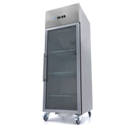 Réfrigérateur - 700 L - 3 étagères réglables (2/1 GN) - acier inoxydable - avec porte en verre