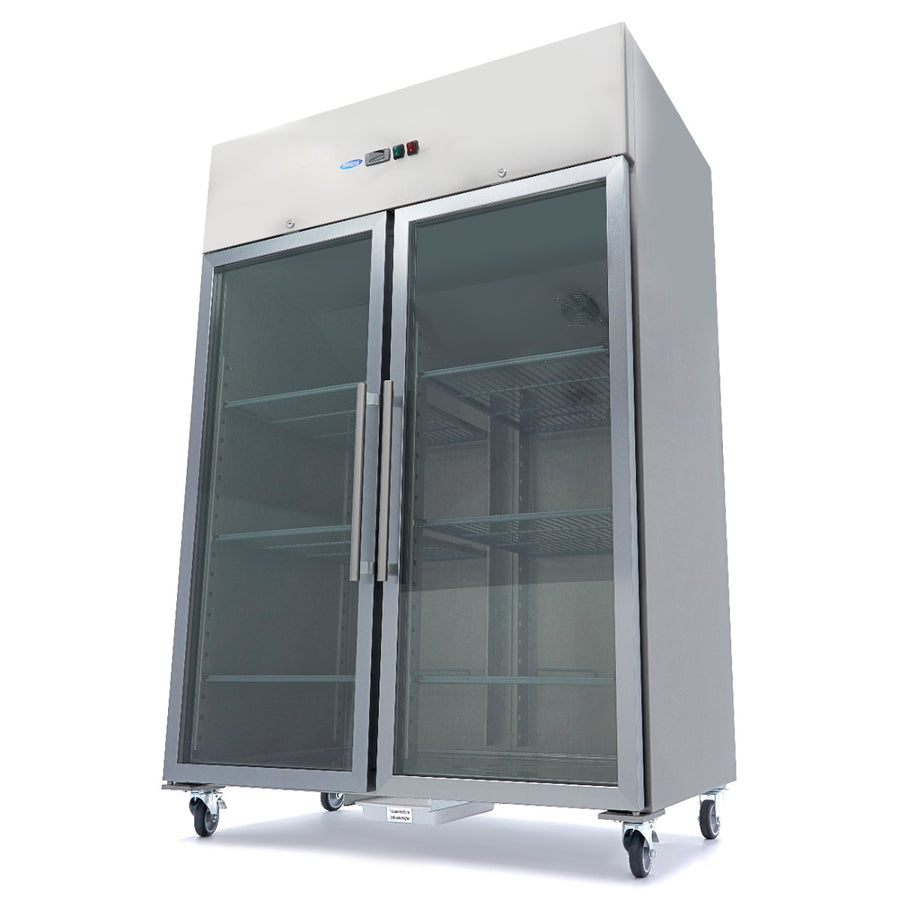 Réfrigérateur - 1200 L - 6 étagères réglables (2/1 GN) - acier inoxydable - avec porte en verre