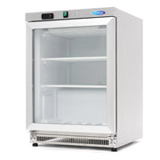 Congélateur de table Maxima 200 L en acier inoxydable avec porte en verre, compact et moderne pour la conservation des aliments