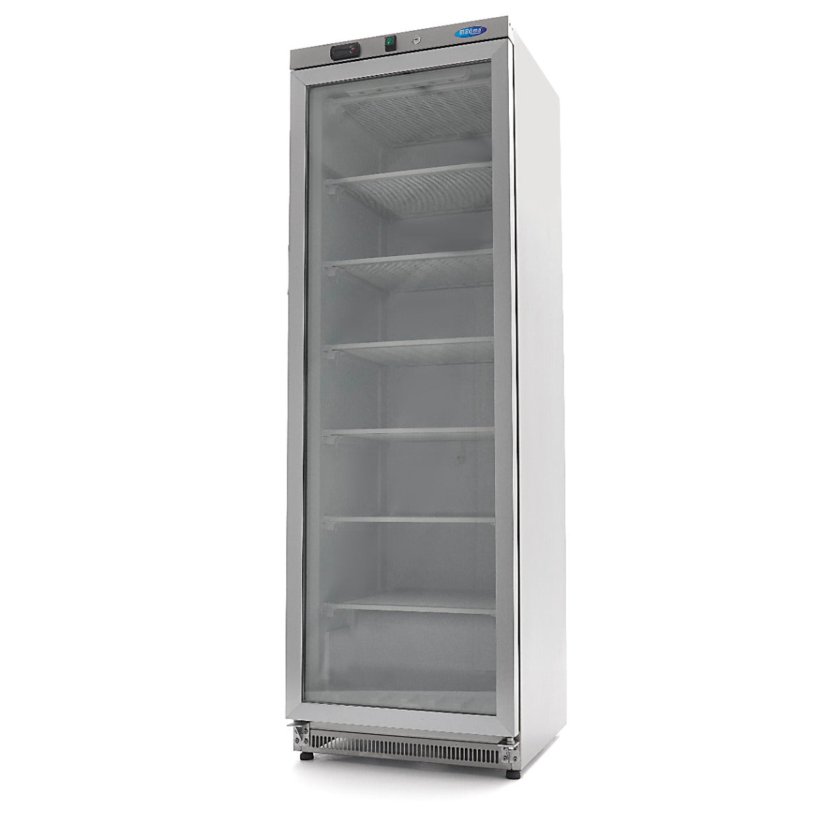 Congélateur - 400 L - acier inoxydable - avec porte en verre