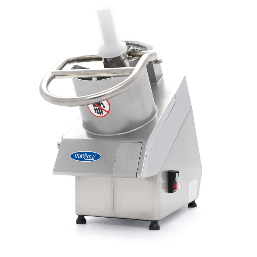 Coupe-légumes Maxima avec 5 disques de coupe, capacité jusqu'à 450 kg/h, en acier inoxydable pour trancher divers légumes.
