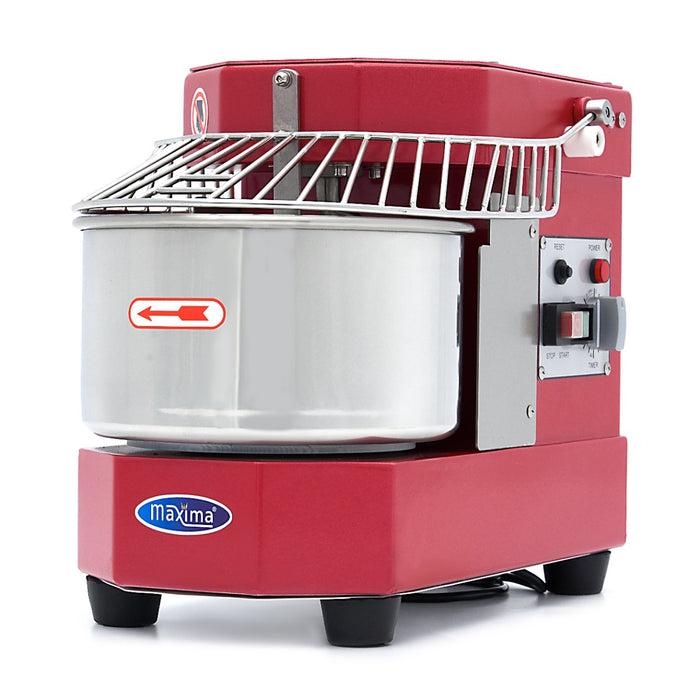 Pétrin à spirale Maxima, 8 L, capacité de 4,5 kg de pâte, en rouge framboise, machine à pâte professionnelle.