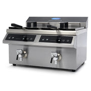 Friteuse - 2 x 8 L - 2 paniers - induction - avec robinet de vidange